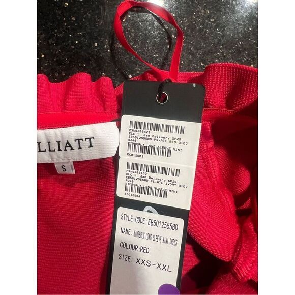 Elliatt Kimberly Long Sleeve Frill Mini Dress Red Party Cocktail size S NWT$389 - Picture 6 of 6